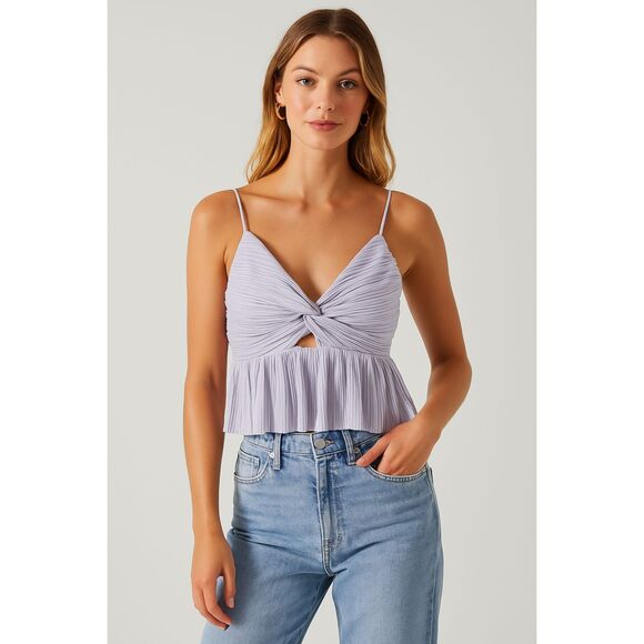 ASTR the Label Lilac Pleated Twist Front Crop Top | Size S - Picture 1 of 6